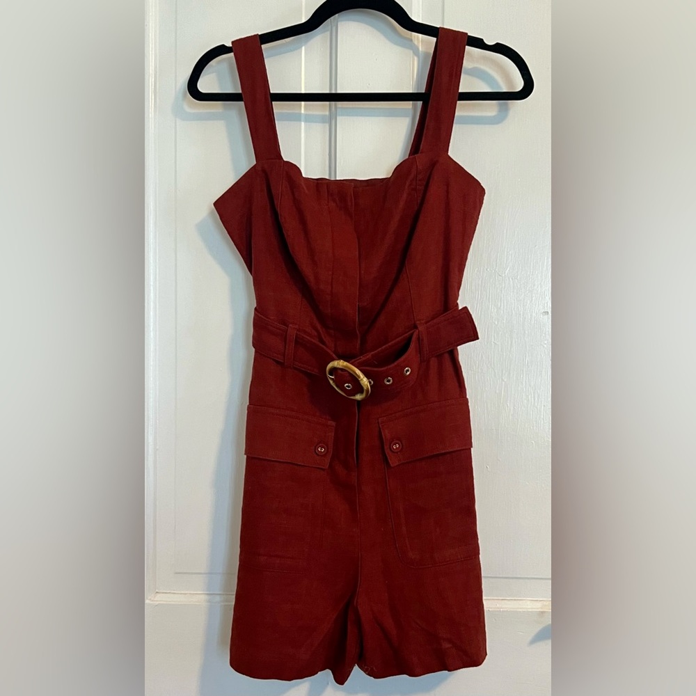 House of Harlow Red Linen Romper